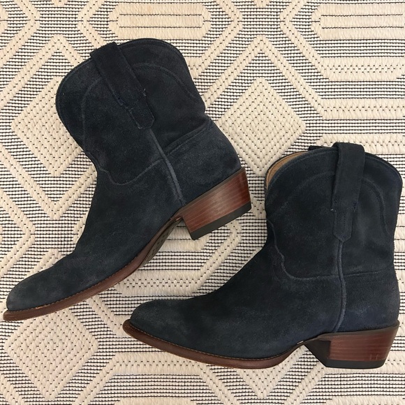 Tecovas Women's Suede Ankle Boots - Navy - Picture 1 of 5